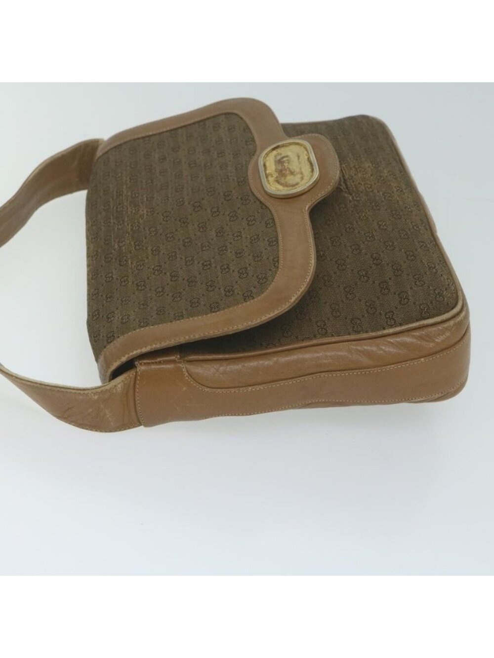 Authentic GUCCI Micro GG Canvas Shoulder Bag Beige Brown - Picture 12 of 16